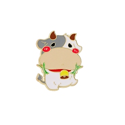 (461) Высокий Металлик Виноград Китайские эмалевые булавки со знаком зодиака, значок мультфильма из золотого сплава, крупный рогатый скот, 27x21 мм