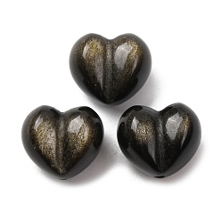 Золотой Обсидиан Натуральный золотистый блеск обсидиан, сердце, 11x12x8.5 мм, отверстие : 1 мм