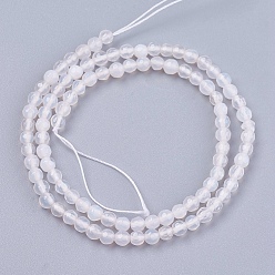 Antique White Natural Agate Round Beads Strand, Dyed, Faceted, Antique White, 4mm, Hole: 0.9mm