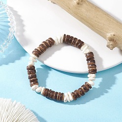 Кокосово-Коричневый Браслеты из натуральных бусин из кокоса и магнезитовой крошки для мужчин и женщин, кокосового коричневый, внутренний диаметр: 2-1/8 дюйм (5.5 см)