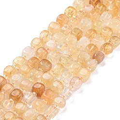 Other Quartz Natural Yellow Quartz Beads Strands, with Seed Beads, Square, 6~7x6~7x6~7mm, Hole: 1mm, about 45pcs/strand, 15.16 inch(38.5cm)~15.83 inch(40.2cm)
