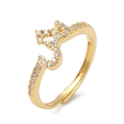 Настоящее золото 18K Стойка с покрытием из латуни с кубическим цирконием и арабскими буквами, регулируемые кольца для женщин, без кадмия и без свинца, долговечный, реальный 18 k позолоченный, 9.1x10.4 мм, внутренний диаметр: 18.2 мм