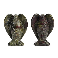Sang De Dragon Figurines d'anges sculptées dans du sang de dragon naturel, cadeau de pierre énergétique feng shui pour la décoration de bureau à domicile, 35~38x18.5~20x50~53mm
