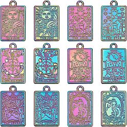 Rainbow Color 12 шт 6 стиль стойка покрытие радужного цвета сплав подвески, без кадмия, без никеля и без свинца, Таро прелести, 23.5x14.5x1.5 мм, отверстие : 1.8 мм, 2 шт / стиль