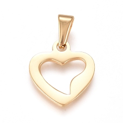 Золотой 304 подвески из нержавеющей стали с открытым сердцем, полый, золотые, 18.5x16.5x1.5 мм, отверстие : 8x3 мм