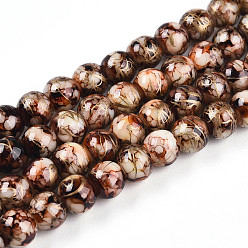Кокосово-Коричневый Выпечки нарисованных стеклянных бусин прядей, волочильных стиле, круглые, кокосового коричневый, 6~6.5 мм, отверстие : 1 мм, около 139~162 шт / нитка, 29.53~34.25 дюйм (75~87 см)