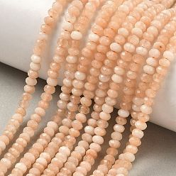 Темно-Оранжевый Окрашенная натуральная малайзия жадеит бусины пряди, граненые, темно-оранжевый, 4x2~3 мм, отверстие : 1 мм, около 110~115 шт / нитка, 14 дюйм