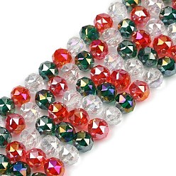 (52) Непрозрачная лаванда Стеклянные бусины с гальваническим покрытием , круглые, граненые, градиент цвета, разноцветные, 8x7 мм, отверстие : 1.4 мм, около 48 шт / нитка, 13.58'' (34.5 см)