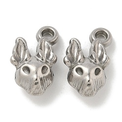 Нержавеющая Сталь Цвет Антикоррозийные 304 подвески из нержавеющей стали, очарование кролика, цвет нержавеющей стали, 17.5x10x7 мм, отверстие : 1.7 мм