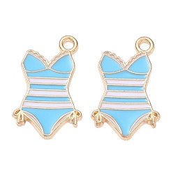 Blue Alloy Enamel Pendants, Bikini Charms, Golden, Blue, 22x13.5x1mm, Hole: 1.6mm
