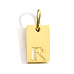 Letter R 304 подвески из нержавеющей стали, прямоугольник с подвеской в виде буквы, золотые, Буква R, 10x6x1.5 мм, отверстие : 3x4.5 мм, 26 шт / комплект