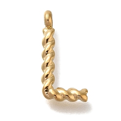 Letter L Вакуумное покрытие pvd 304 подвески из нержавеющей стали, реальный 18 k позолоченный, буквенное очарование, Письмо L, 14x17x3 мм, отверстие : 1.8 мм