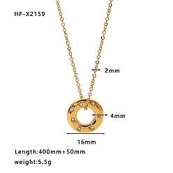 Donut Из нержавеющей стали ожерелья подвески, реальный 18 k позолоченный, пончик, 15.75 дюйм (40 см)