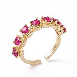 Фиолетовый Открытое кольцо-манжета из кубического циркония, золотые латунные украшения для женщин, без кадмия и без свинца, фиолетовые, размер США 6 1/4 (16.7 мм)