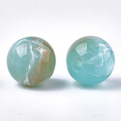 Sky Blue Acrylic Beads, Imitation Gemstone Style, Round, Sky Blue, 11.5~12x11mm, Hole: 2mm, about 540pcs/500g