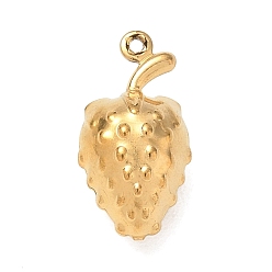 Golden 304 Stainless Steel Pendants, Strawberry Charms, Golden, 19x9.5x8.5mm, Hole: 1mm