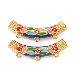 Разноцветный 304 Соединительные элементы люстры из эмалированных изогнутых труб из нержавеющей стали, ионное покрытие (ip), реальный 18 k позолоченный, красочный, 13x39.5x7.5 мм, отверстие : 2.5 мм