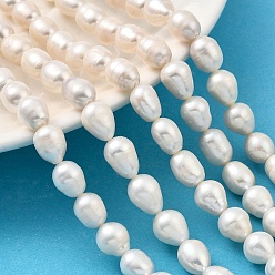 Белый Нити из натурального культивированного пресноводного жемчуга, рис, класс 2а++, белые, 8~9 мм, отверстие : 0.7 мм, около 35~36 шт / нитка, 13.39''~13.98'' (34~35.5 см)