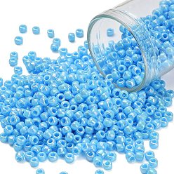 (403) Opaque AB Blue Turquoise Тохо 8/0 круглые бусины, японский бисер, (403) непрозрачный синий бирюзовый, 3 мм, отверстие : 1 мм, Около 1111 шт / 50 г