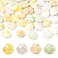 Mixed Color 40Pcs 4 Colors Shell Shape Handmade Porcelain Beads, Mixed Color, 12~12.5x13~13.5x7~7.5mm, Hole: 1.8~2mm