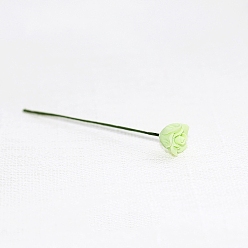 Светло-зеленый Имитационная модель розы из смолы с железной проволокой, украшение куклы, аксессуары для ролевых игр, светло-зеленый, 60x9 мм