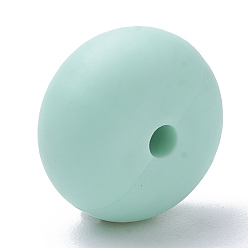 Pale Turquoise Food Grade Eco-Friendly Silicone Beads, Chewing Beads For Teethers, DIY Nursing Necklaces Making, Rondelle, Pale Turquoise, 14x8mm, Hole: 3mm