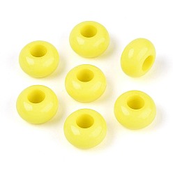 Желтый Непрозрачный акрил европейского бисера, рондель, желтые, 14x8 мм, отверстие : 5.5 мм, Около 555 шт / 500 г