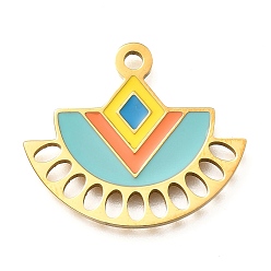 Золотой 304 подвески из нержавеющей стали, с эмалью, фанатское очарование, ионное покрытие (ip), золотые, 21x24.5x1 мм, отверстие : 2 мм