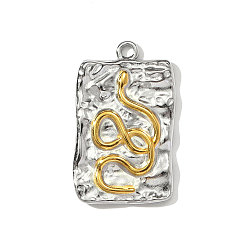 Позолоченный и Цвет Нержавейки 304 подвески из нержавеющей стали, прямоугольник со змеиными подвесками, ионное покрытие (ip), настоящее золото и нержавеющая сталь, 25x15 мм