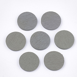 Olive Painted Poplar Wood Cabochons, Flat Round, Olive, 19x2mm