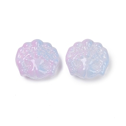 Светлый Стально-синий Прозрачные стеклянные бусины, Пекинская опера маски, спекающийся лак, светло-стальной синий, 17x18x8 мм, отверстие : 1.2 мм