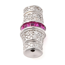 Платинированный 925 Винтовые застежки из стерлингового серебра с микропаве и кубическими циркониями, Реальная платина, 12x6 мм, отверстие : 0.8 мм