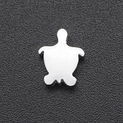 Stainless Steel Color Non-Tarnish 201 Stainless Steel Charms, for Simple Necklaces Making, Stamping Blank Tag, Laser Cut, Tortoise, Stainless Steel Color, 8x6x3mm, Hole: 1.8mm