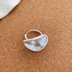 Серебро Нестандартные латунные кольца на палец для женщин, овальные, серебряные, внутренний диаметр: 15~20 мм