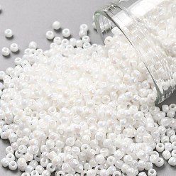 (401) Opaque AB White TOHO Round Seed Beads, Japanese Seed Beads, (401) Opaque AB White, 11/0, 2.2mm, Hole: 0.8mm, about 5555pcs/50g