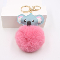 Ярко-Розовый Милый брелок с изображением коалы для женщин, Подвеска-подвеска в виде автомобиля из искусственного меха кролика, ярко-розовый, 13x10 см