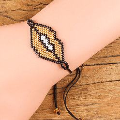 (932FM) Темно-синий аква-матовый с подкладкой Браслеты из стеклянных бусинок, плетеные браслеты из бисера для женщин, губа, темно-золотистые