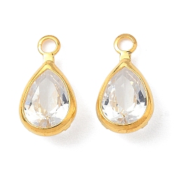 Teardrop Латунные микро проложить кубического циркония прелести, без кадмия и без свинца, слеза, 10.5x5.5x3 мм, отверстие : 1.4 мм
