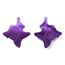 Purple Spray Painted Iron Pendants, Wave, Purple, 45x37x7mm, Hole: 1.6mm
