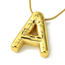 Letter A Ion Plating(IP) Initial Letter 304 Stainless Steel Pendant Necklaces, Real 18K Gold Plated, Letter A, 15.91 inch(40.4cm), pendant: 20.5x17mm