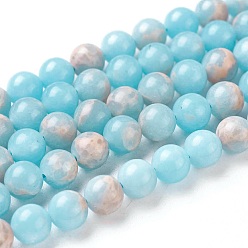 Светло-Голубой Синтетическая имперская яшма круглых бус пряди, окрашенные, Небесно-голубой, 6 мм, отверстие : 1 мм, около 65 шт / нитка, 15.7 дюйм
