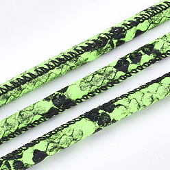 Lime PU Leather Cords, Imitation Snake Skin, Lime, 5~6mm, about 5.46 yards(5m)/roll