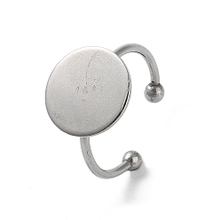 Нержавеющая Сталь Цвет Не тускнеет регулируемые 304 кольца для пальцев из нержавеющей стали, латунная фурнитура платформы для кольца, плоско-круглые, цвет нержавеющей стали, размер США 8 1/2 (18.5 мм), лоток: 14 mm.