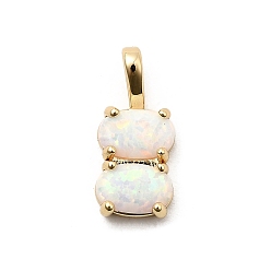 Белый Синтетический опал подвески, подвески-медведи с латунной оправой, реальный 18 k позолоченный, долговечный, стойки покрытие, без свинца и без кадмия, белые, 13.5x6.5x3.5 мм, отверстие : 3.5x2.5 мм