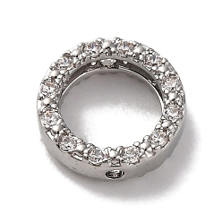 Платина Стойка из латуни с покрытием из кубического циркония с бусинами в рамке, без кадмия и без свинца, долговечный, круглые кольца, платина, 10x3 мм, отверстие : 1 мм