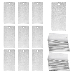 Платина 40шт. большие алюминиевые подвески, прямоугольные, платина, 60x30x1 мм, отверстие : 4 мм