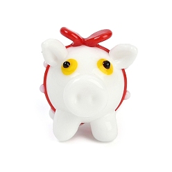 Свинья Серия животных миниатюрные украшения ручной работы лэмпворк, фигурка украшение для домашнего рабочего стола, свинья, 24.5x29x26.5 мм