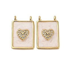 Сердце Латунные микро проложить кубического циркония подвески, с эмалью, без кадмия и без свинца, реальный 18 k позолоченный, стойки покрытие, долговечный, сердце, 18x11.5x2.5 мм, отверстие : 1.2 мм