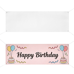 White 2 Sets Oxford Cloth Blank Banner Background Cloth, with Brass Clasp & Ribbon, Rectangle, White, 1800x600x0.3mm