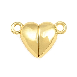 Real 18K Gold Plated Brass Magnetic Clasps, Heart, Rack Plating, Long-Lasting Plated, Cadmium Free & Lead Free, Real 18K Gold Plated, 11x16.5x6.5mm, Hole: 1.8mm